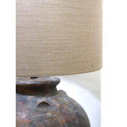 Lampa ceramiczna prążkowana Rustykalna z abażurem 92cm